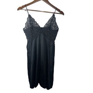 Vintage Barbizon  Lace Nightgown Dress Slip Womens Miss Black Size M‎
